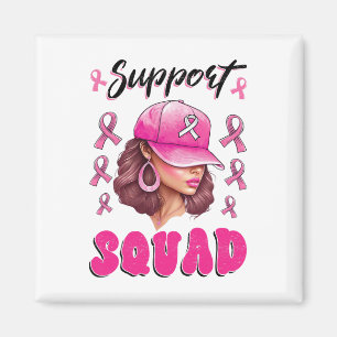 Support Squad Messy Bun Rosa Warrior Breast Cancer Magnet