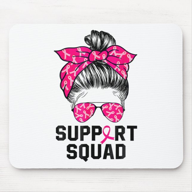 Support Squad Messy Bun Rosa Warrior Breast Cancer Musmatta (Framsidan)