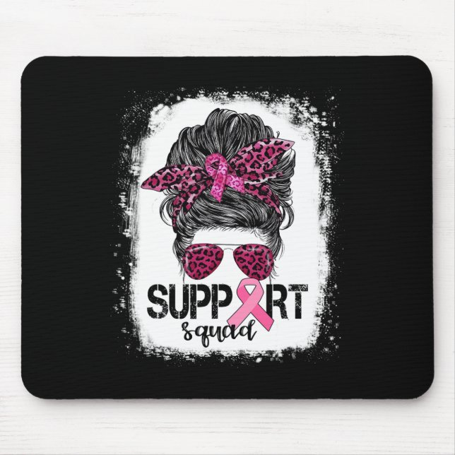 Support Squad Messy Bun Rosa Warrior Breast Cancer Musmatta (Framsidan)