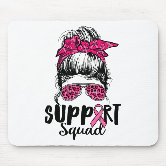 Support Squad Messy Bun Rosa Warrior Breast Cancer Musmatta (Framsidan)