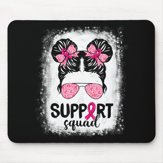 Support Squad Messy Bun Rosa Warrior Breast Cancer Musmatta (Framsidan)