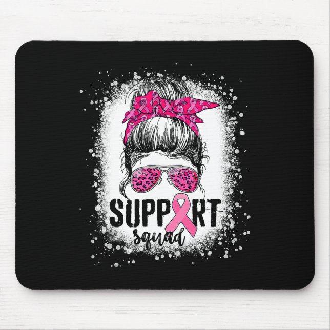 Support Squad Messy Bun Rosa Warrior Breast Cancer Musmatta (Framsidan)