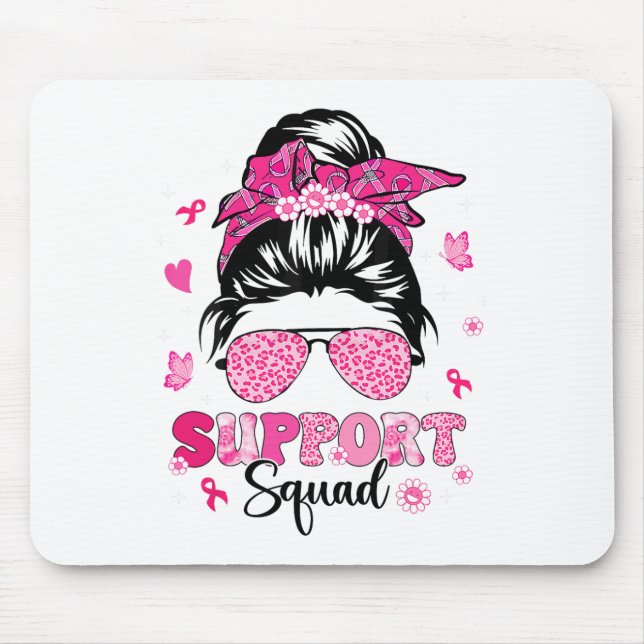 Support Squad Messy Bun Rosa Warrior Breast Cancer Musmatta (Framsidan)