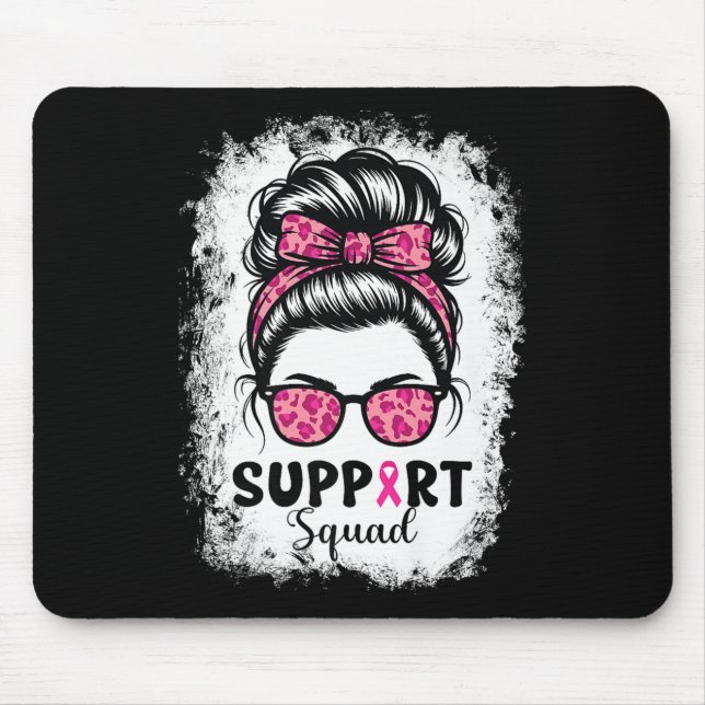 Support Squad Messy Bun Rosa Warrior Breast Cancer Musmatta (Framsidan)