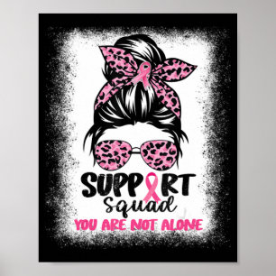 Support Squad Messy Bun Rosa Warrior Breast Cancer Poster
