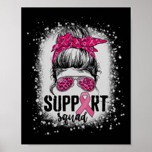 Support Squad Messy Bun Rosa Warrior Breast Cancer Poster