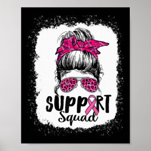 Support Squad Messy Bun Rosa Warrior Breast Cancer Poster