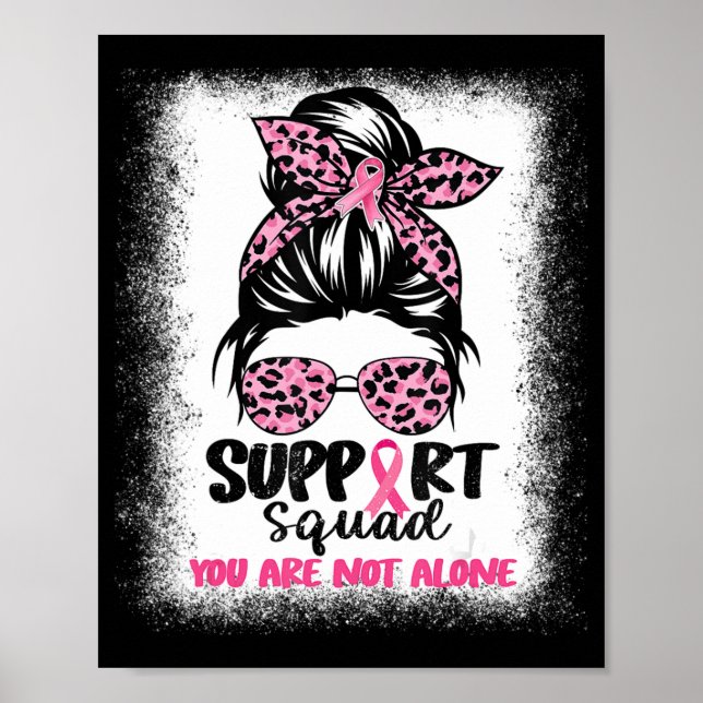 Support Squad Messy Bun Rosa Warrior Breast Cancer Poster (Framsidan)
