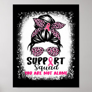 Support Squad Messy Bun Rosa Warrior Breast Cancer Poster