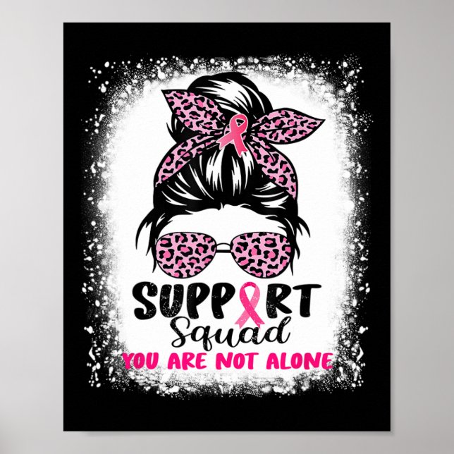 Support Squad Messy Bun Rosa Warrior Breast Cancer Poster (Framsidan)