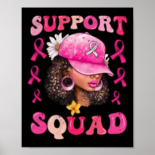 Support Squad Messy Bun Rosa Warrior Breast Cancer Poster
