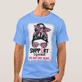 Support Squad Messy Bun Rosa Warrior Breast Cancer T Shirt