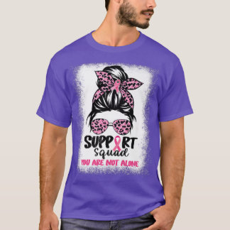 Support Squad Messy Bun Rosa Warrior Breast Cancer T Shirt