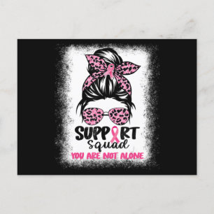 Support Squad Messy Bun Rosa Warrior Breast Cancer Vykort