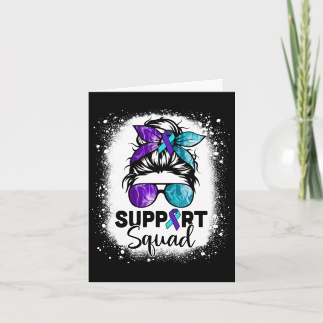 Support Squad Messy Bun Suicide Prevention Awarene Kort (Framsida)
