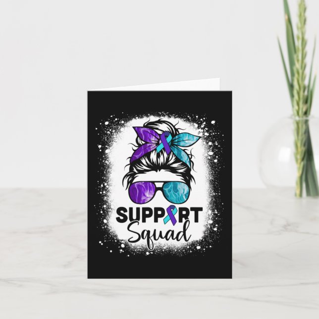 Support Squad Messy Bun Suicide Prevention Awarene Kort (Framsida)