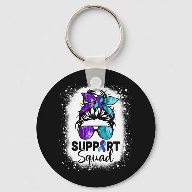 Support Squad Messy Bun Suicide Prevention Awarene Nyckelring (Framsida)