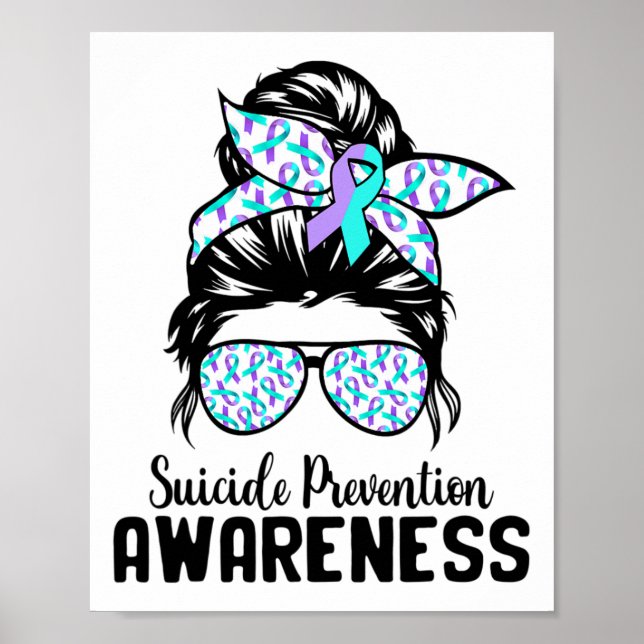 Support Squad Messy Bun Suicide Prevention Awarene Poster (Framsidan)