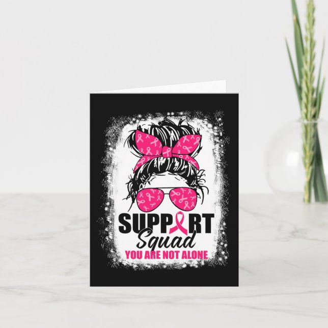 Support Squad Messy Bun Warrior Breast Cancer Awar Kort (Framsida)