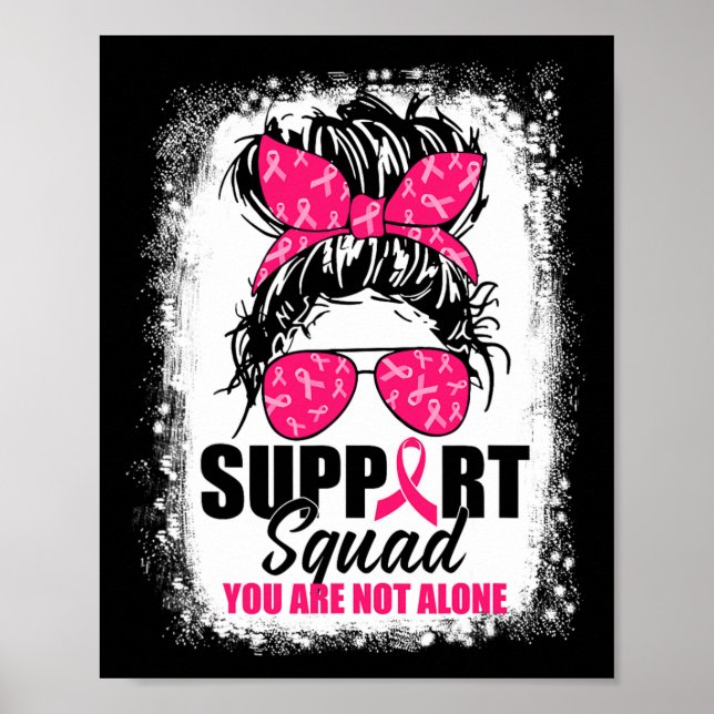 Support Squad Messy Bun Warrior Breast Cancer Awar Poster (Framsidan)