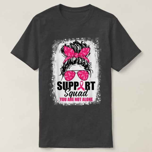 Support Squad Messy Bun Warrior Breast Cancer Awar T Shirt (Design framsida)