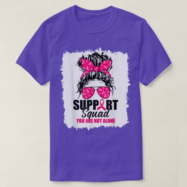 Support Squad Messy Bun Warrior Breast Cancer Awar T Shirt (Design framsida)