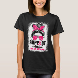 Support Squad Messy Bun Warrior Breast Cancer Awar T Shirt