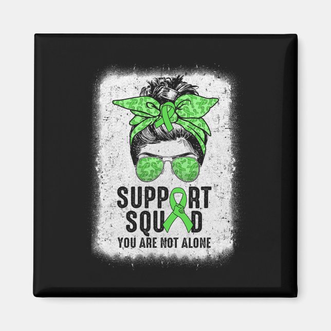 Support Squad Messy Bun Warrior Grönt Mental Healt Magnet (Framsidan)