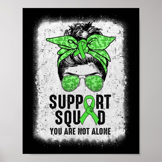 Support Squad Messy Bun Warrior Grönt Mental Healt Poster (Framsidan)