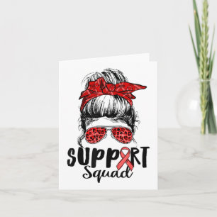 Support Squad Messy Bun Warrior Heart Disease Awar Kort