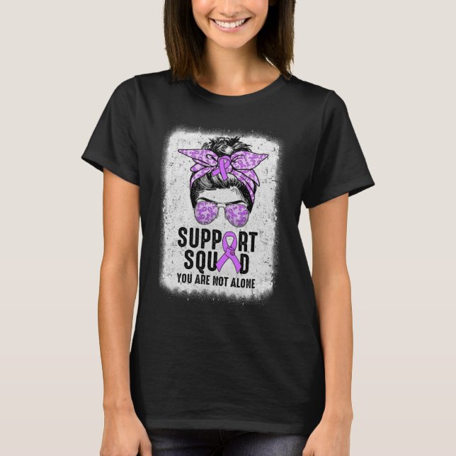 Support Squad Messy Bun Warrior Lila Epilepsy Aw T Shirt (Framsida)