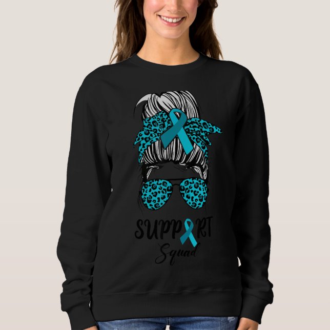 Support Squad Messy Bun Warrior World Scleroderma T Shirt (Framsida)