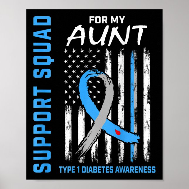 Support Squad Moster typ 1 Diabetesmedvetande Flag Poster (Framsidan)