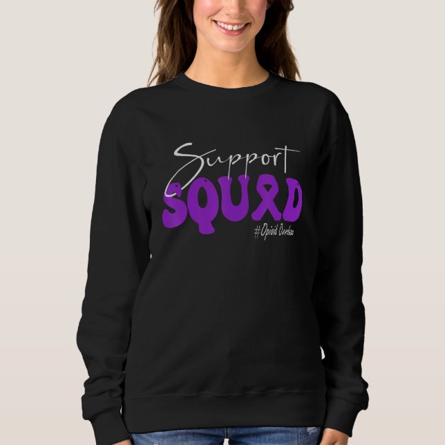 Support Squad Opioid Overdose Awareness Purple Rib T Shirt (Framsida)