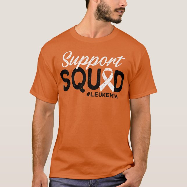 Support Squad Orange Ribbon Blood Cancer Awareness T Shirt (Framsida)