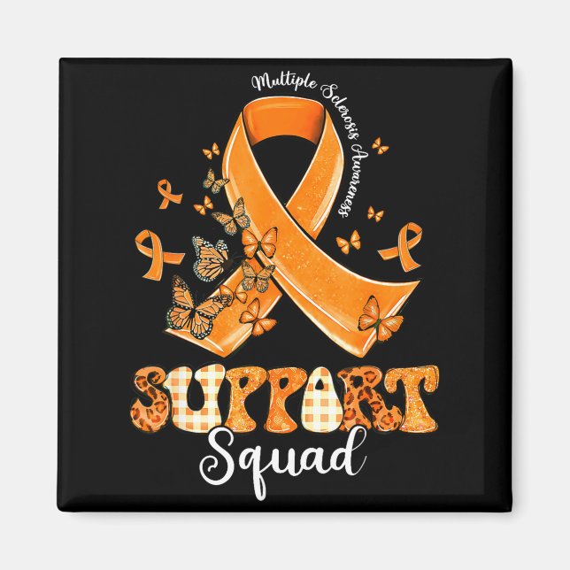 Support Squad Orange Ribbon Butterfly Ms Awareness Magnet (Framsidan)
