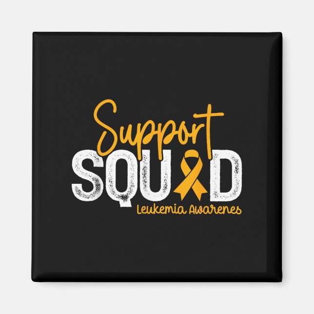 Support Squad Orange Ribbon Cancer Leukemia Awaren Magnet (Framsidan)