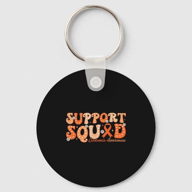 Support Squad Orange Ribbon Leukemi Blood Cancer Nyckelring (Framsida)
