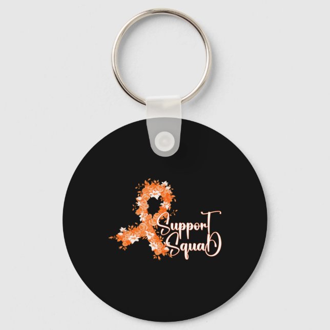 Support Squad Orange Ribbon Leukemi Blood Cancer Nyckelring (Framsida)