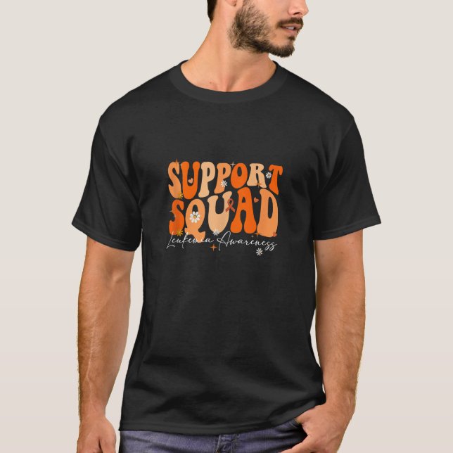 Support Squad Orange Ribbon Leukemi Blood Cancer T Shirt (Framsida)