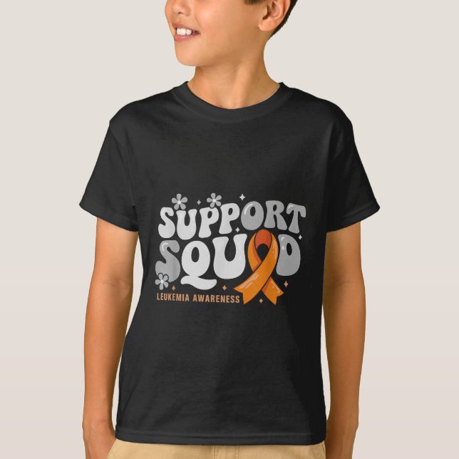 Support Squad Orange Ribbon Leukemia Awareness Kri T Shirt (Framsida)