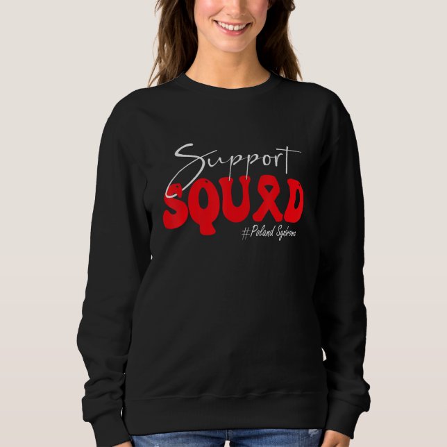 Support Squad Poland Syndrome Awareness Red Ribbon T Shirt (Framsida)
