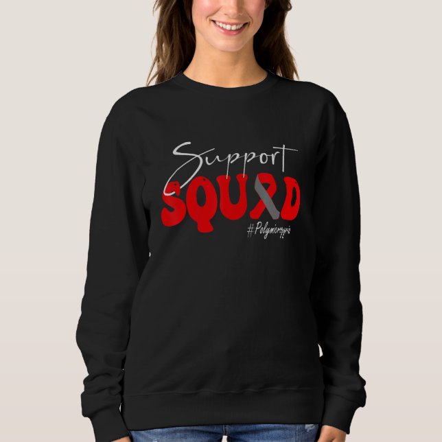 Support Squad Polymicrogyria Awareness Red & Gray  T Shirt (Framsida)