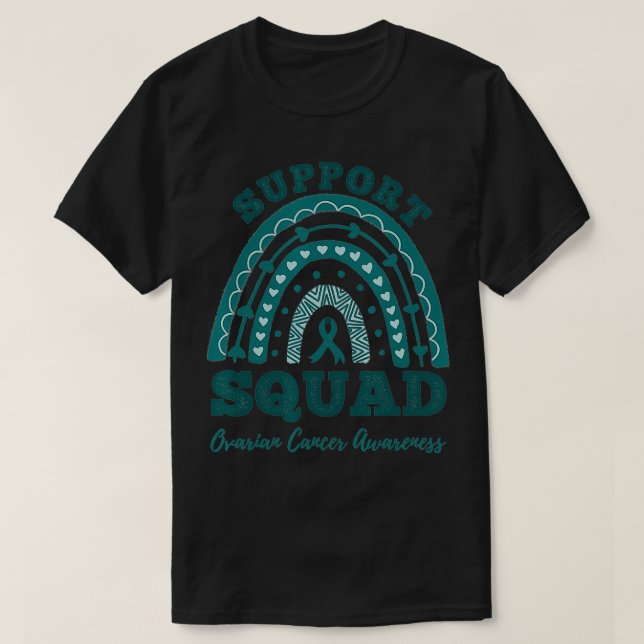 Support Squad Rainbow Ovarian Cancer Awareness T Shirt (Design framsida)