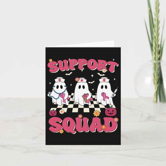 Support Squad Retro Groovy Nurse Breast Cancer Awa Kort (Framsida)