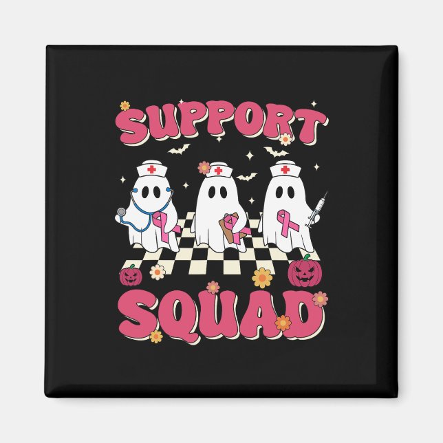 Support Squad Retro Groovy Nurse Breast Cancer Awa Magnet (Framsidan)