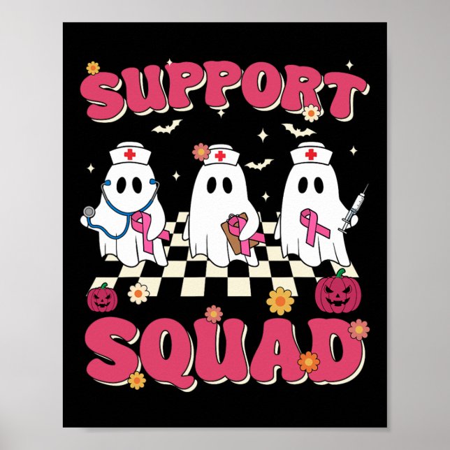 Support Squad Retro Groovy Nurse Breast Cancer Awa Poster (Framsidan)