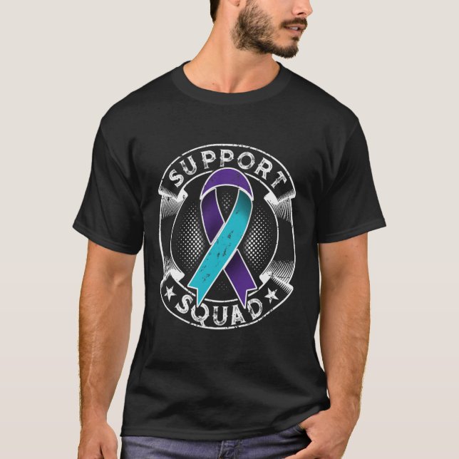 Support Squad Ribbon Suicide Prevention Awareness T Shirt (Framsida)