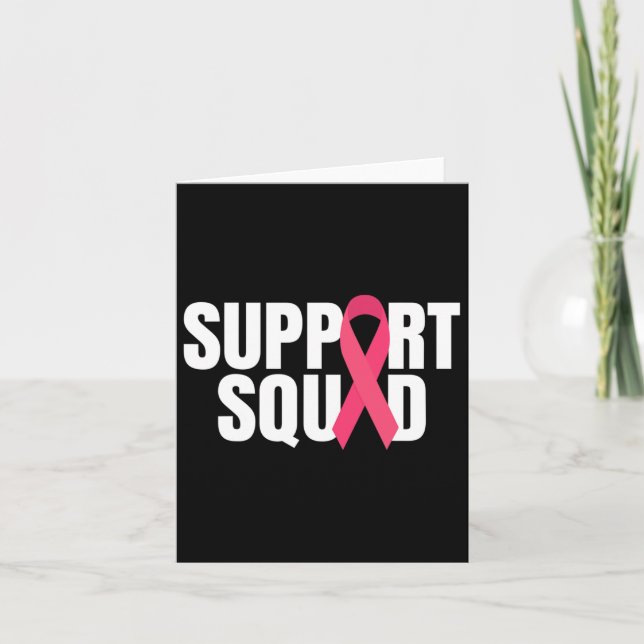 Support Squad Rosa Ribbon Breast Cancer Awareness Kort (Framsida)