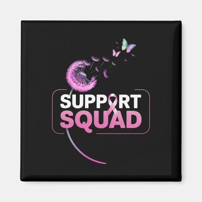 Support Squad Rosa Ribbon Breast Cancer Awareness Magnet (Framsidan)